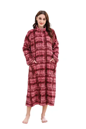 Printed Robe Long Housecoat Pocket Nightgown S-3XL