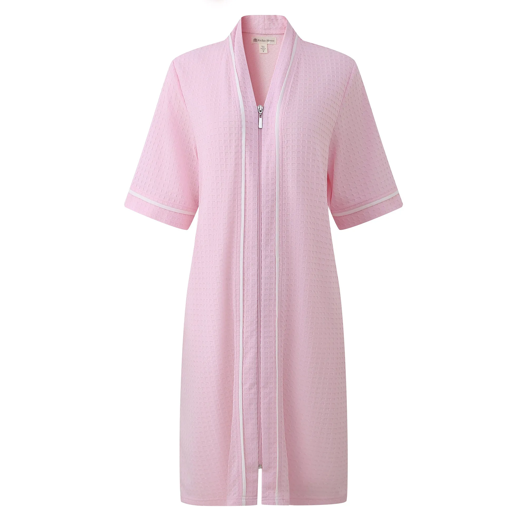 Richie House Women's Short Nightgown with Pockets, Button Front Duster Zip-Up Bathrobe, S-3XL RHW4093