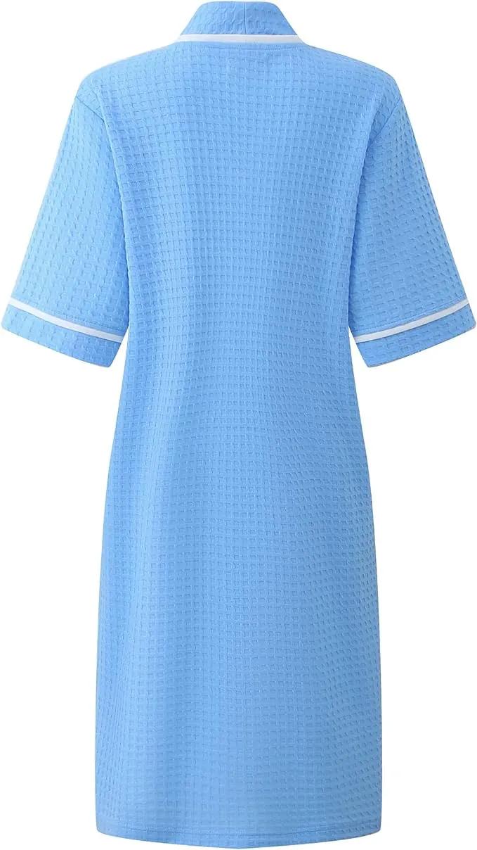 Richie House Women's Short Nightgown with Pockets, Button Front Duster Zip-Up Bathrobe, S-3XL RHW4093