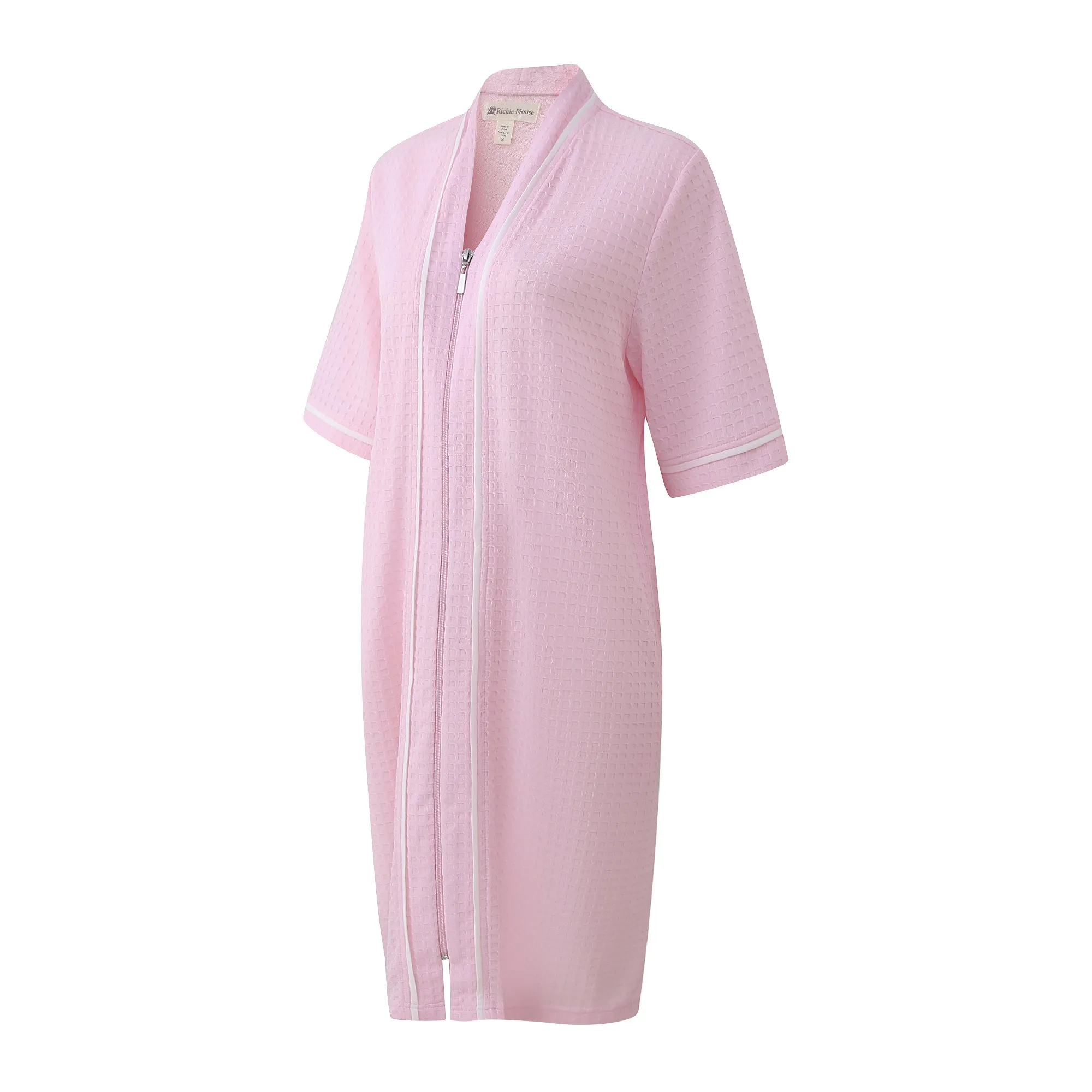 Richie House Women's Short Nightgown with Pockets, Button Front Duster Zip-Up Bathrobe, S-3XL RHW4093