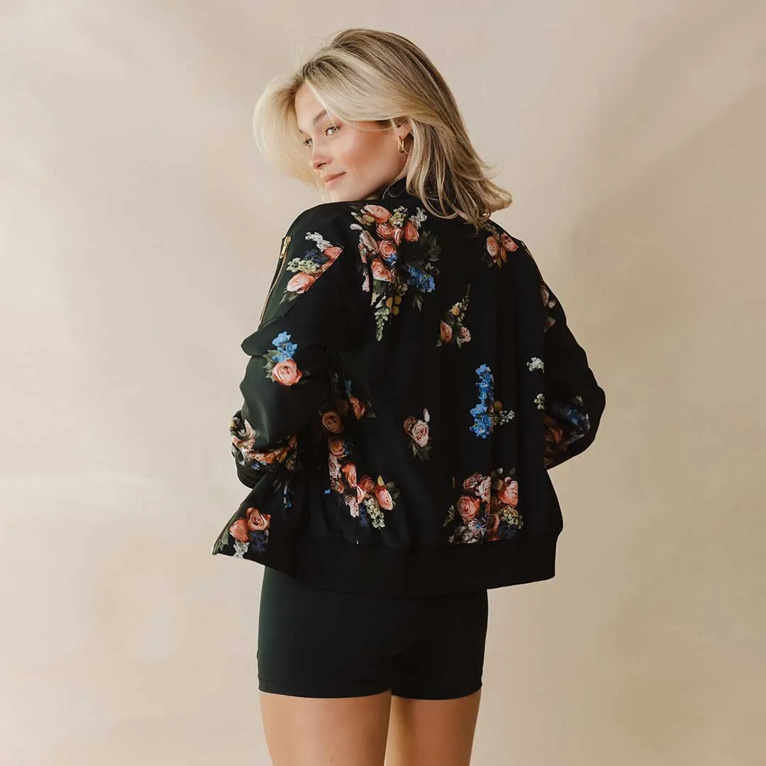 Rose Black Bomber Jacket