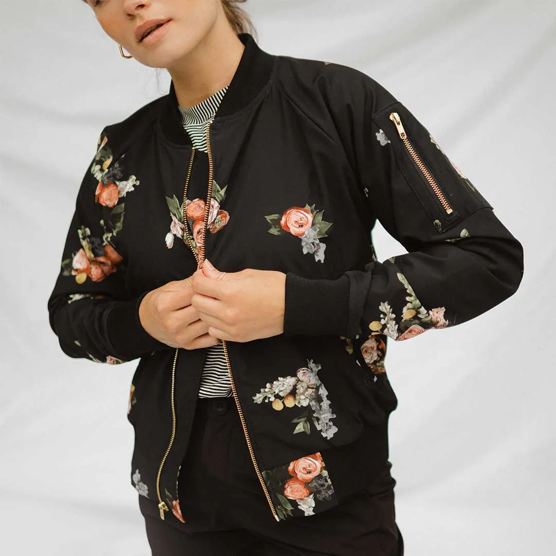 Rose Black Bomber Jacket