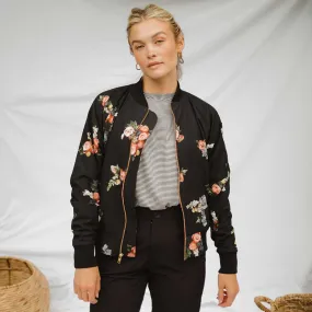 Rose Black Bomber Jacket