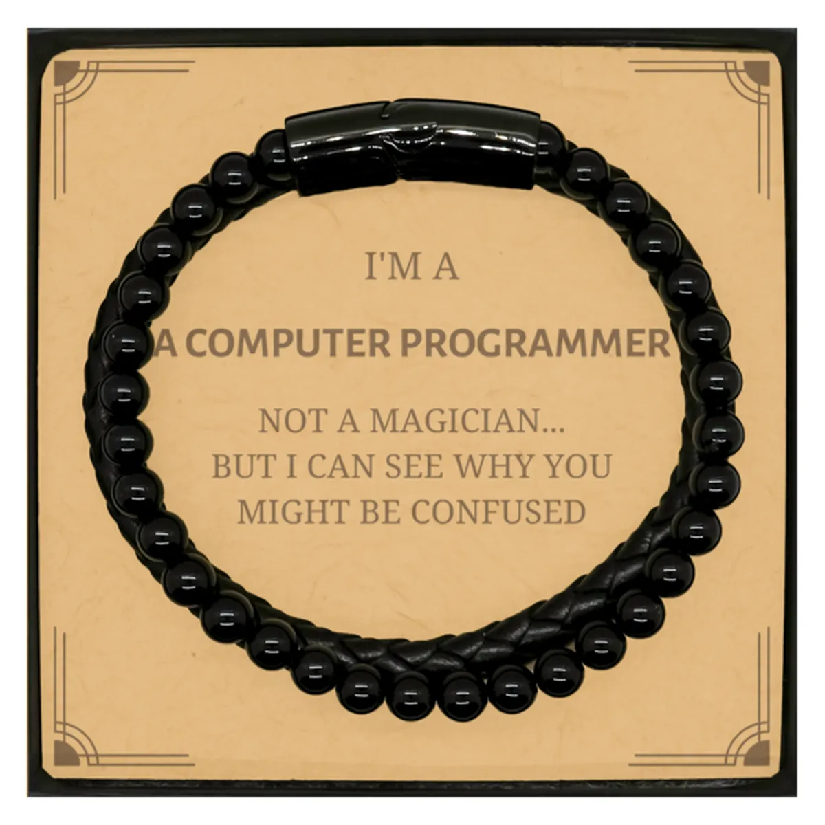 Sarcastic Stone Leather Bracelets for Programmers - Unique Present