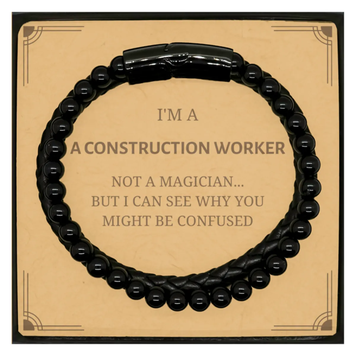 Sarcastic Stone Leather Bracelets for Construction Workers - Funny Gift