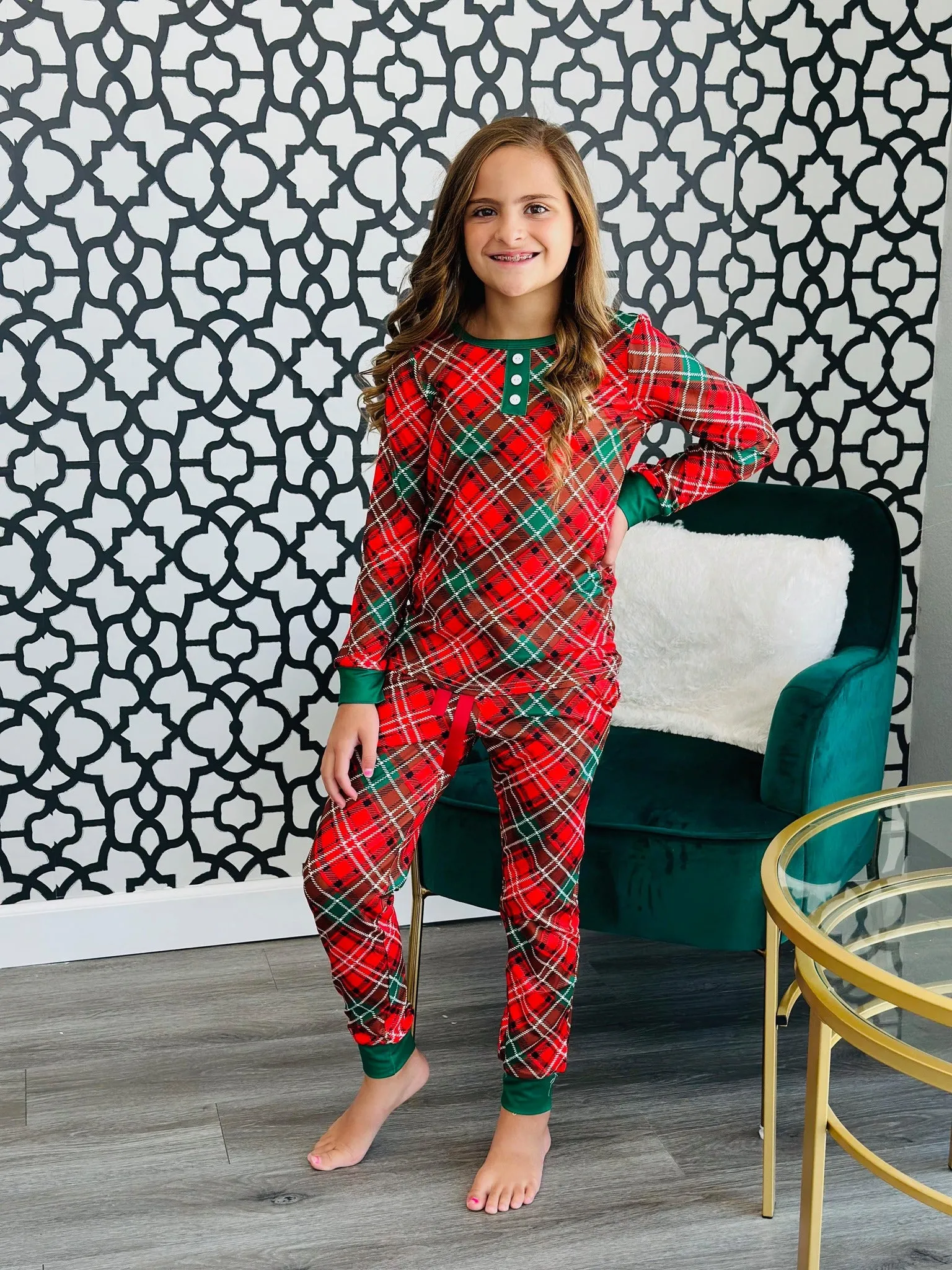 Shirley & Stone Plaid Long Sleeve Holiday Pajamas - *PRE ORDER*