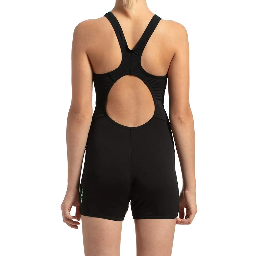 Black/Green Glow Endurance+ Girl's Legsuit by Speedo