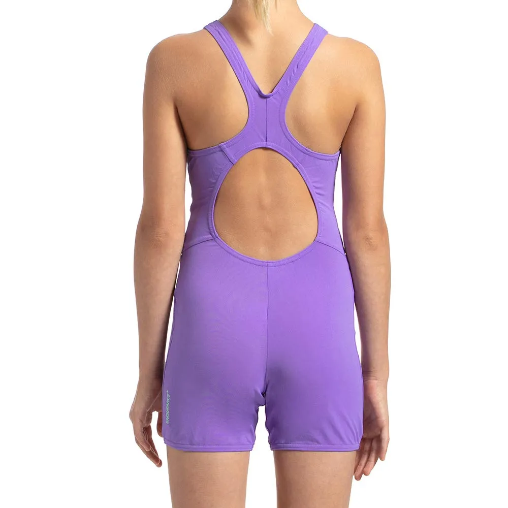 Girl's Endurance+ Legsuit in Ultra Violet/Green Glow