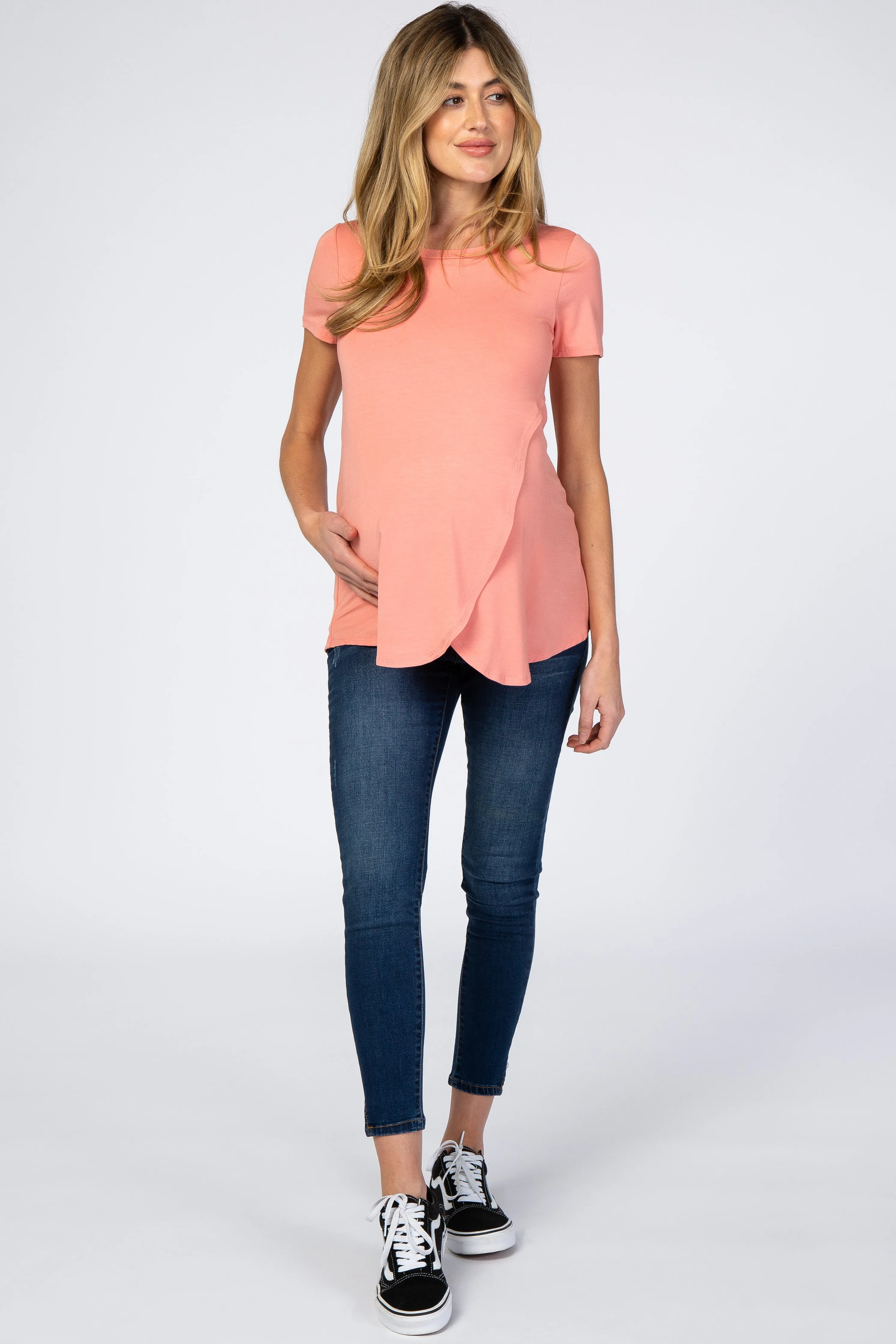 Nursing Top PinkBlush Mauve Draped Front