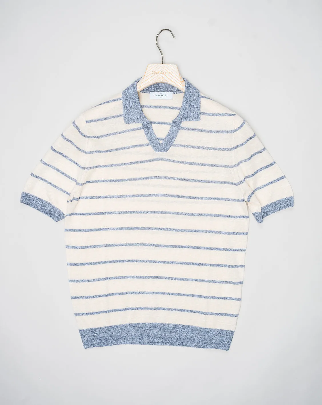 Striped Capri Collar Shirt - Gran Sasso