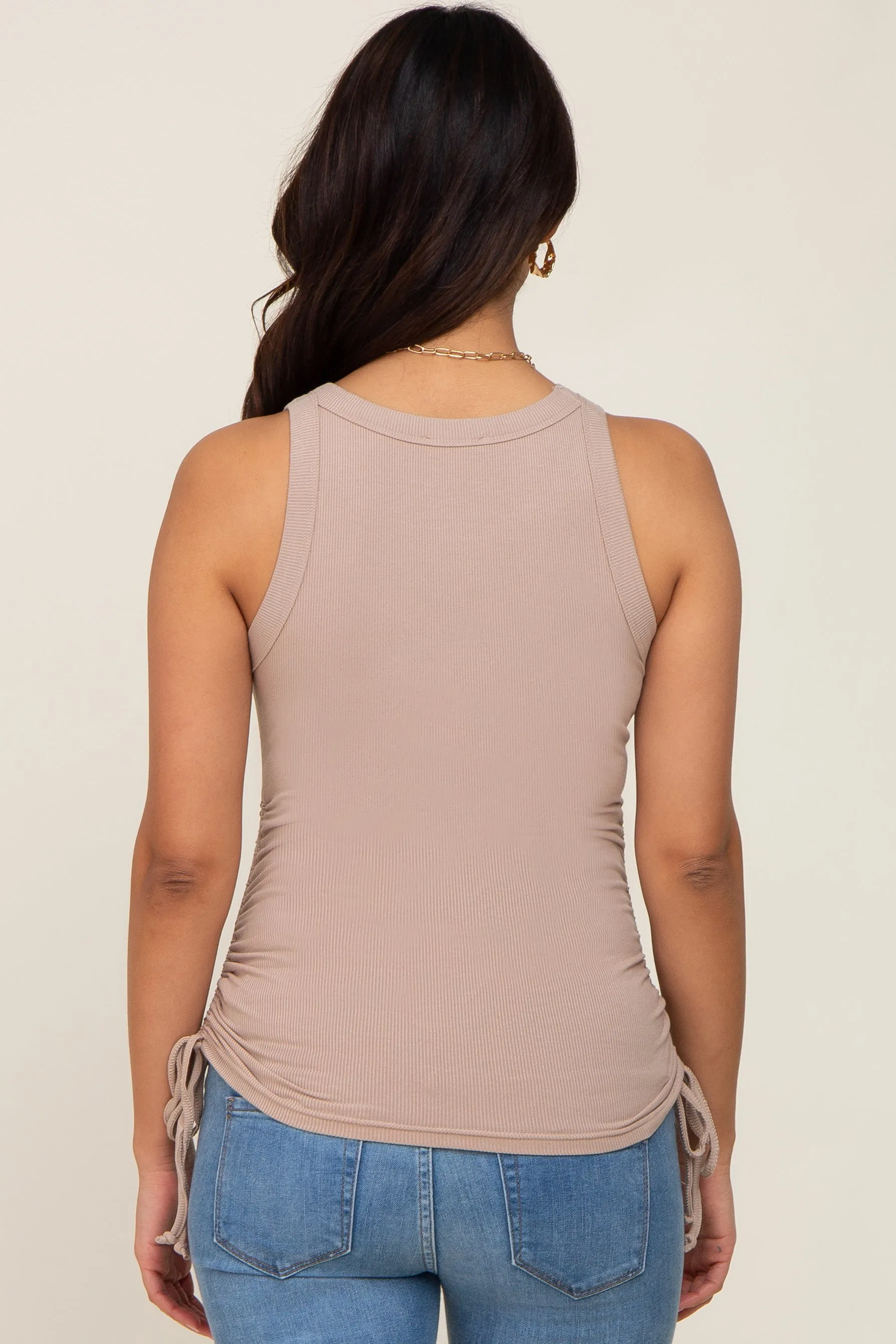 Taupe Maternity Ruched Tank