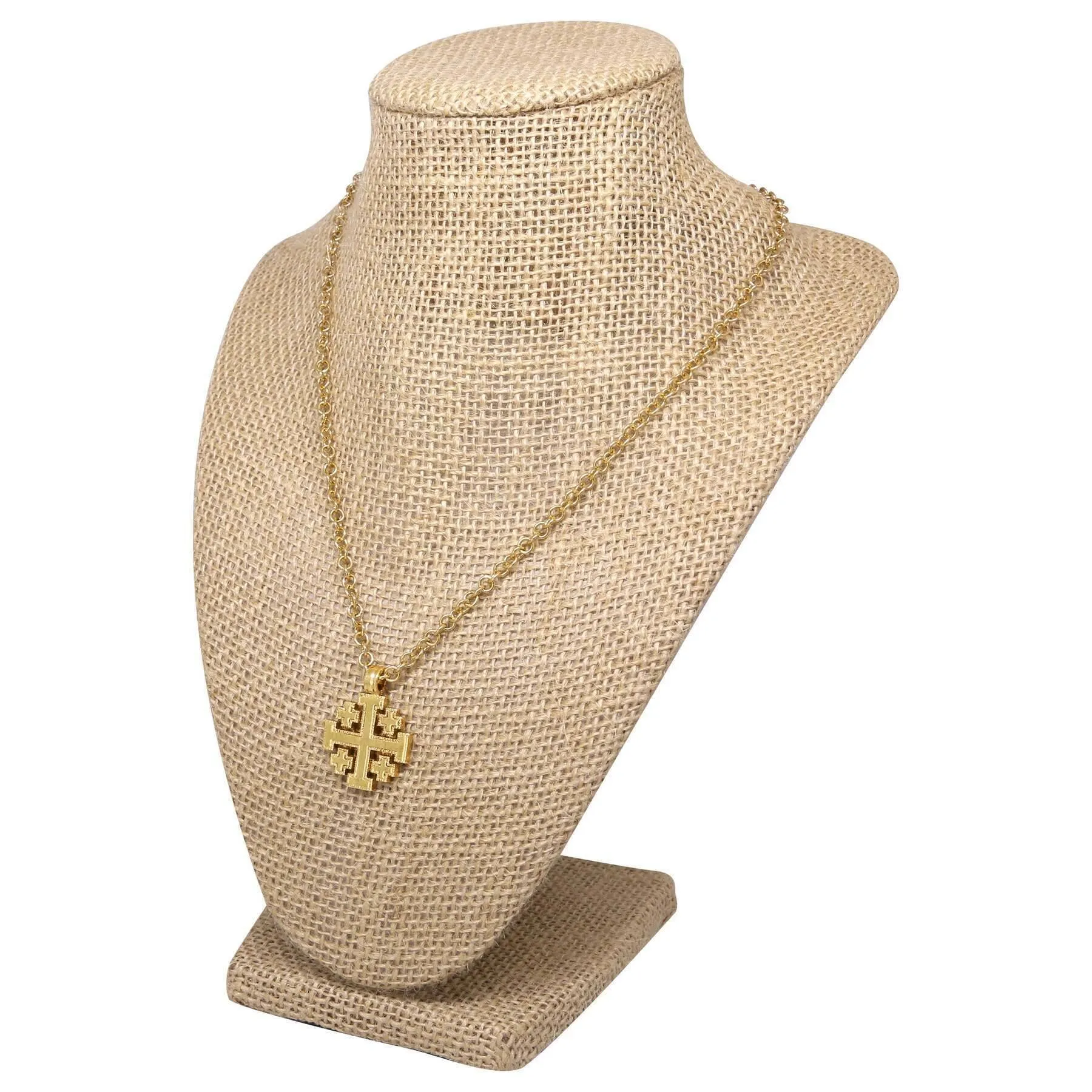 Gold Jerusalem Cross Pendant Necklace with 18 Chain