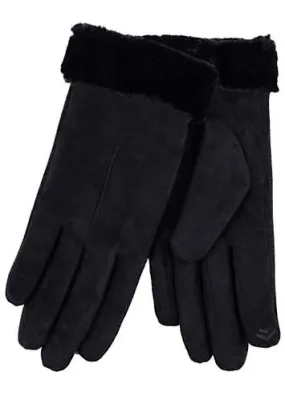 Black Faux Suede Gloves<br />Loro Piana Cashmere-Lined Suede Gloves in Dark Brown