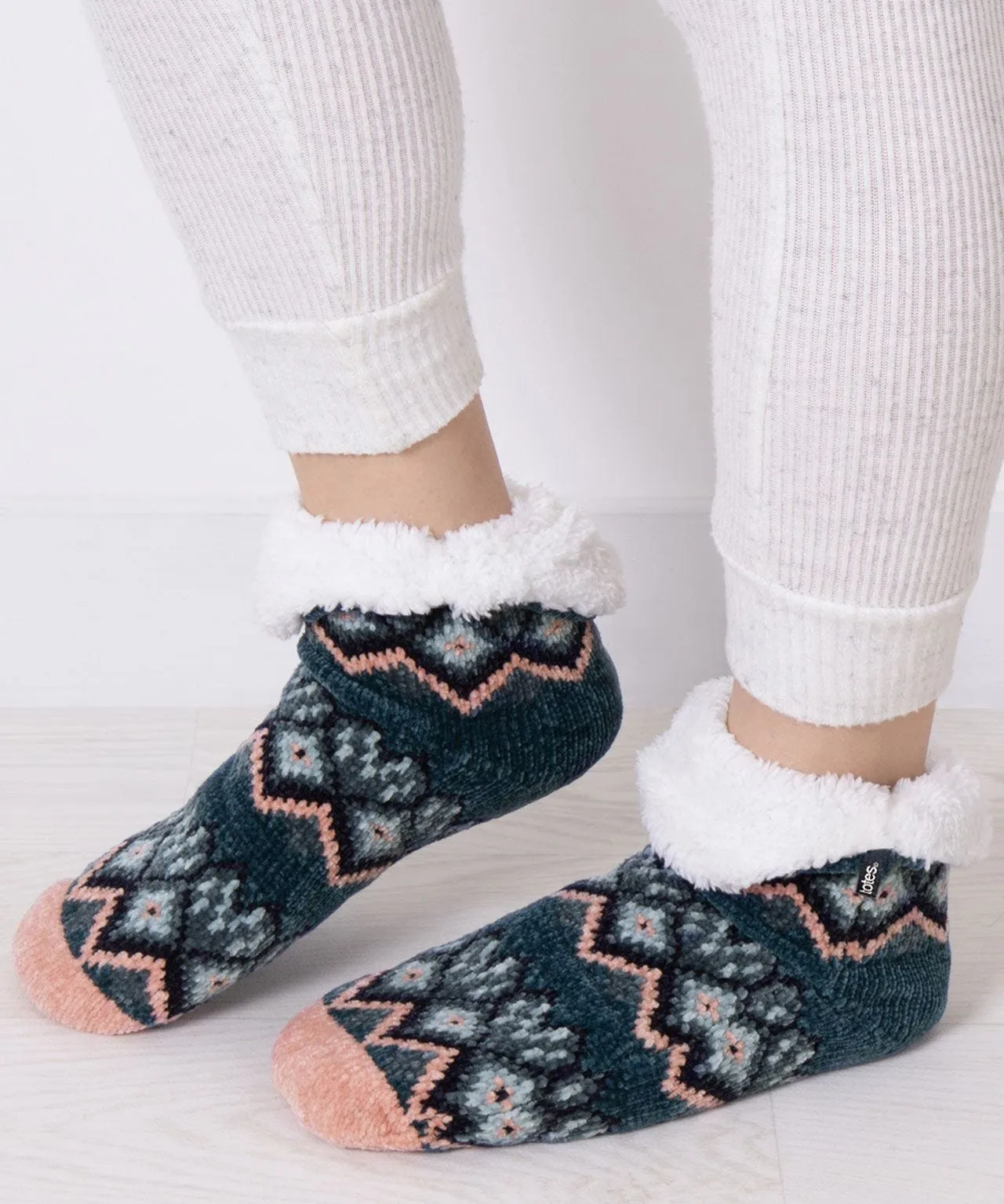 Totes Toasties Women's Crop Chenille Knit Slipper Socks