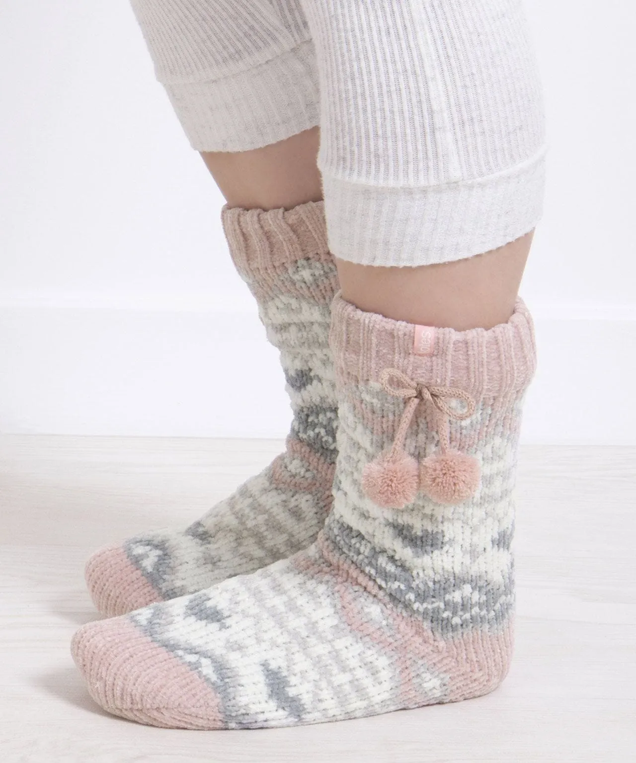 Totes Toasties Women's Fair Isle Chenille Slipper Socks