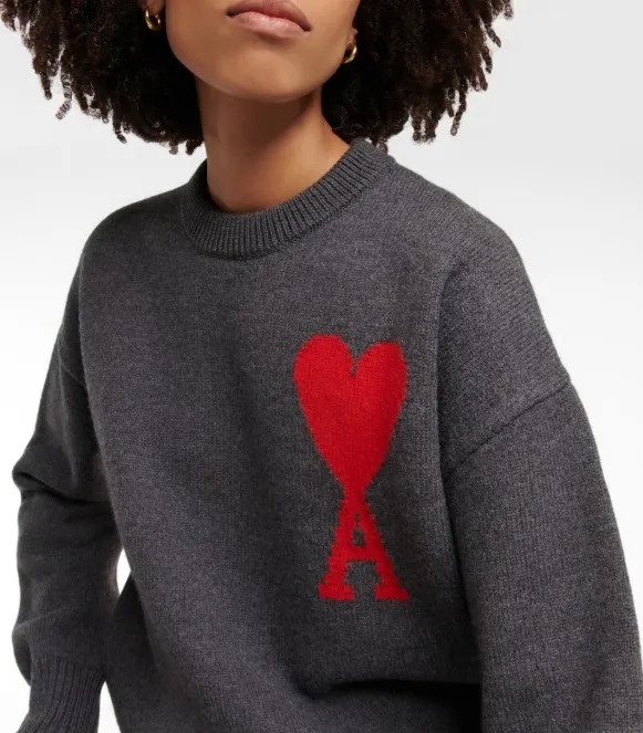 Wool Unisex Crew Neck Heart Street Style