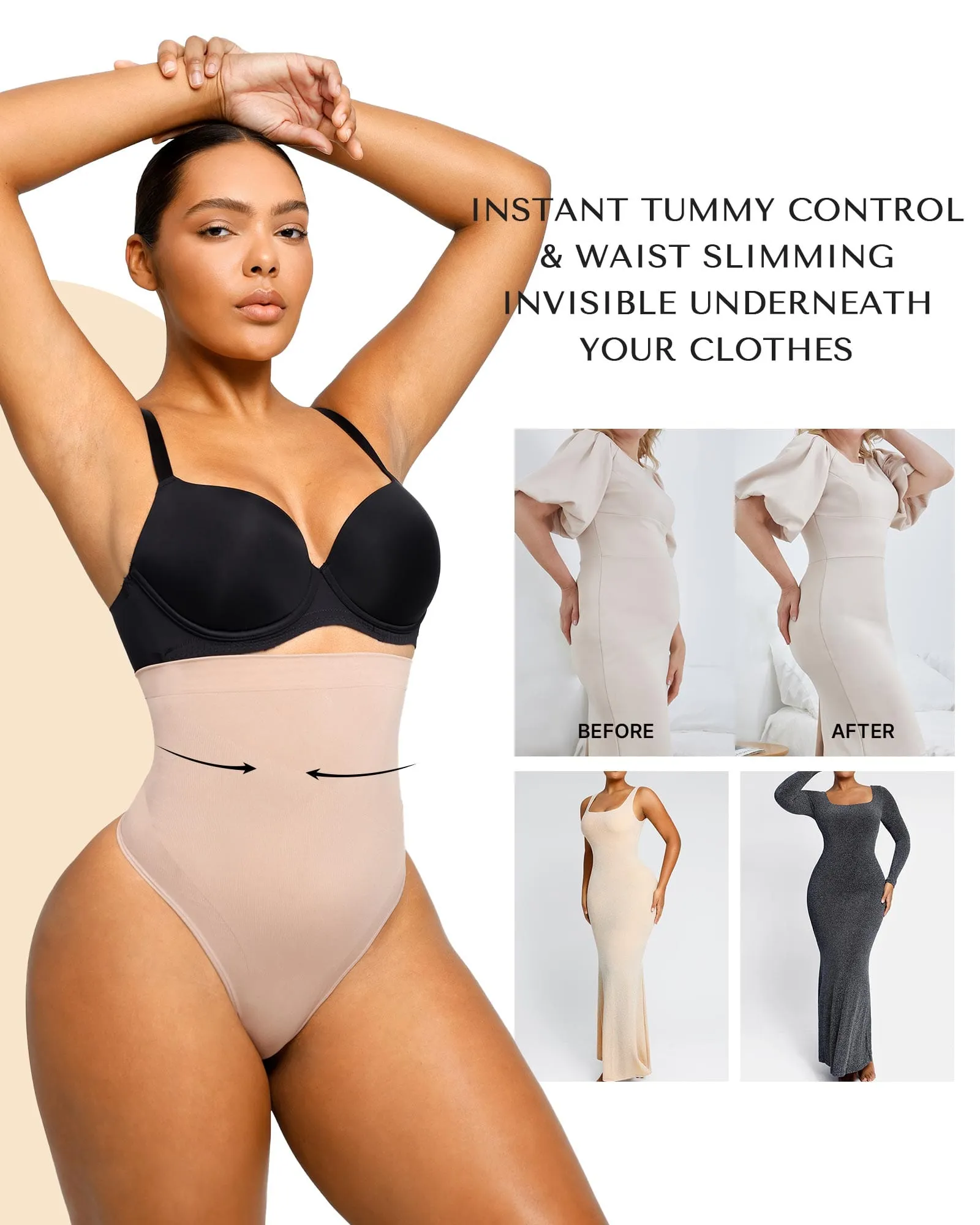 Waist Slimming Thong Underwear Shapewear Tummy Control by PowerConceal