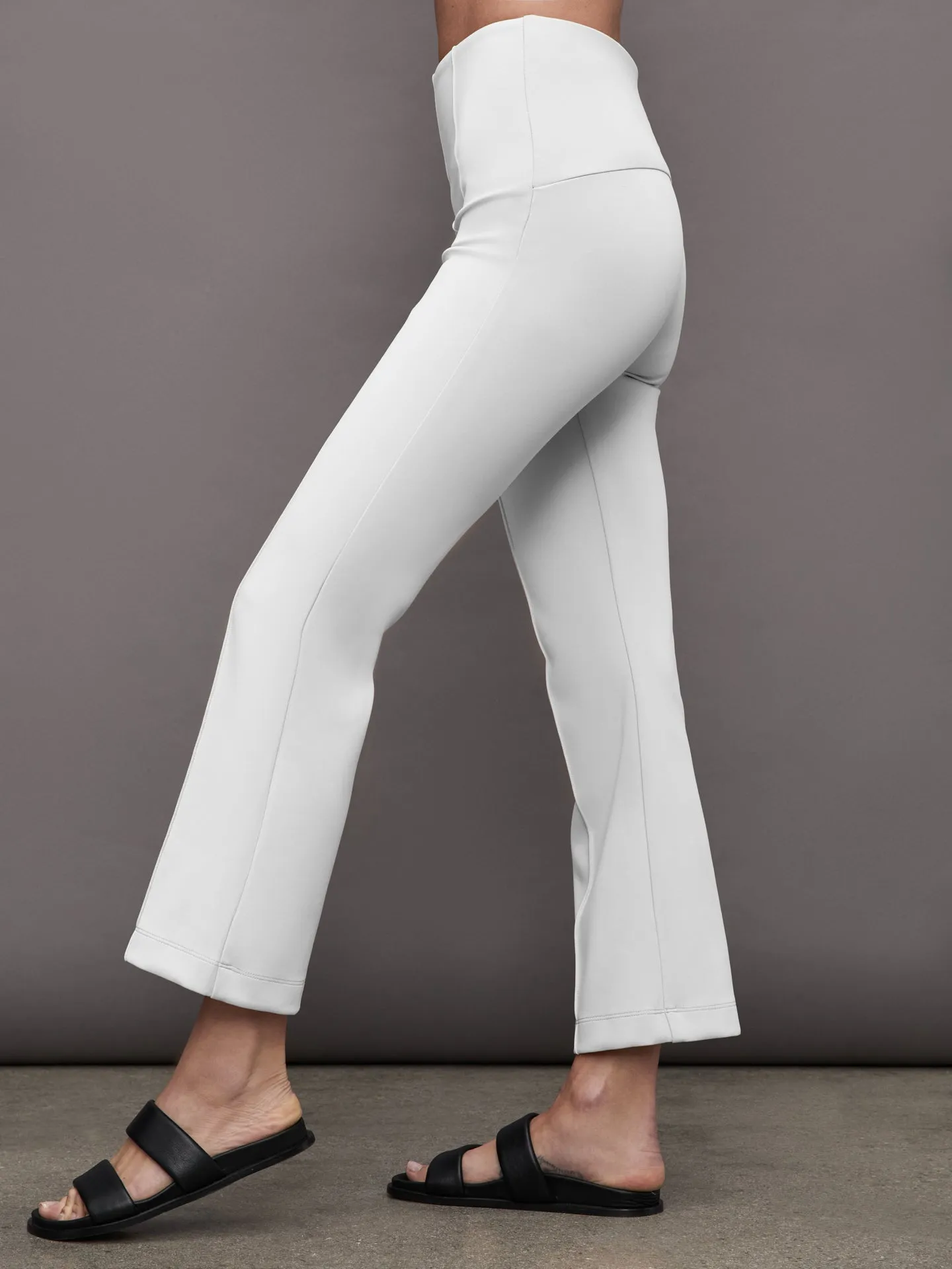 white kick flare pant