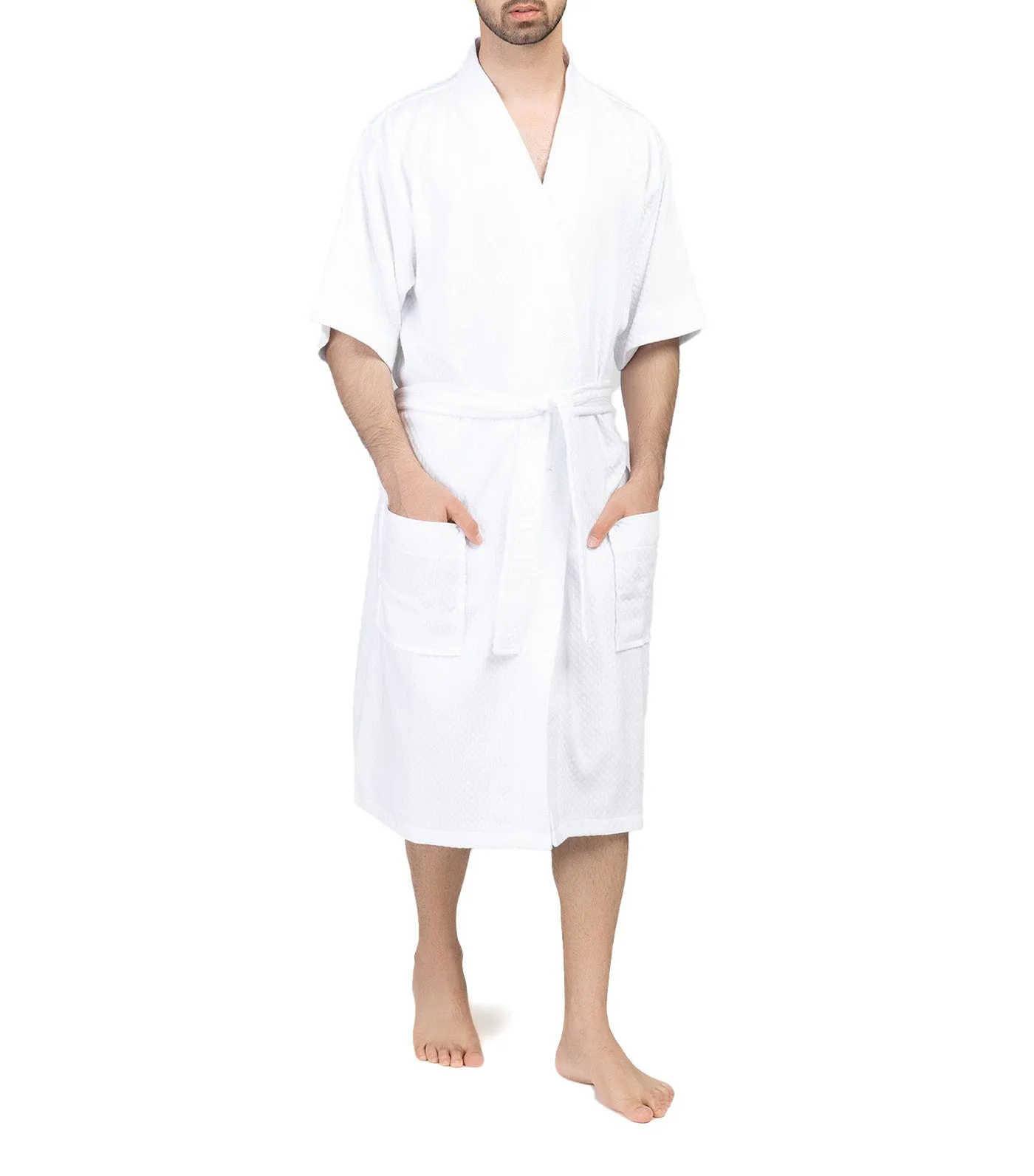 White Honeycomb Robe for Men