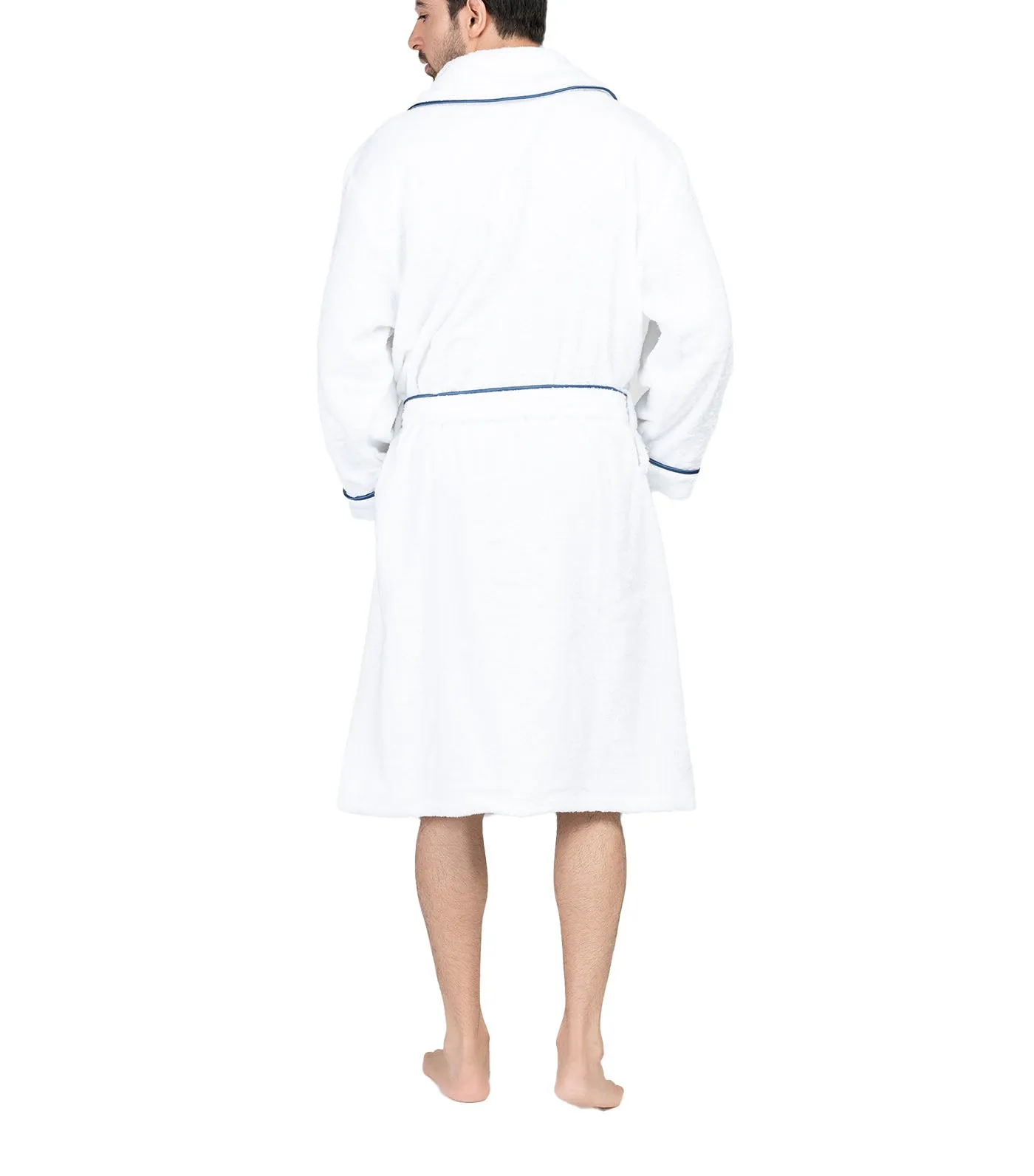 White/Blue Terry Bathrobe