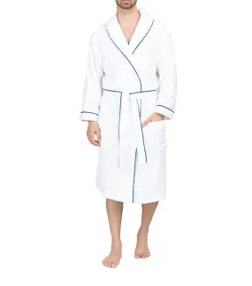 White/Blue Terry Bathrobe