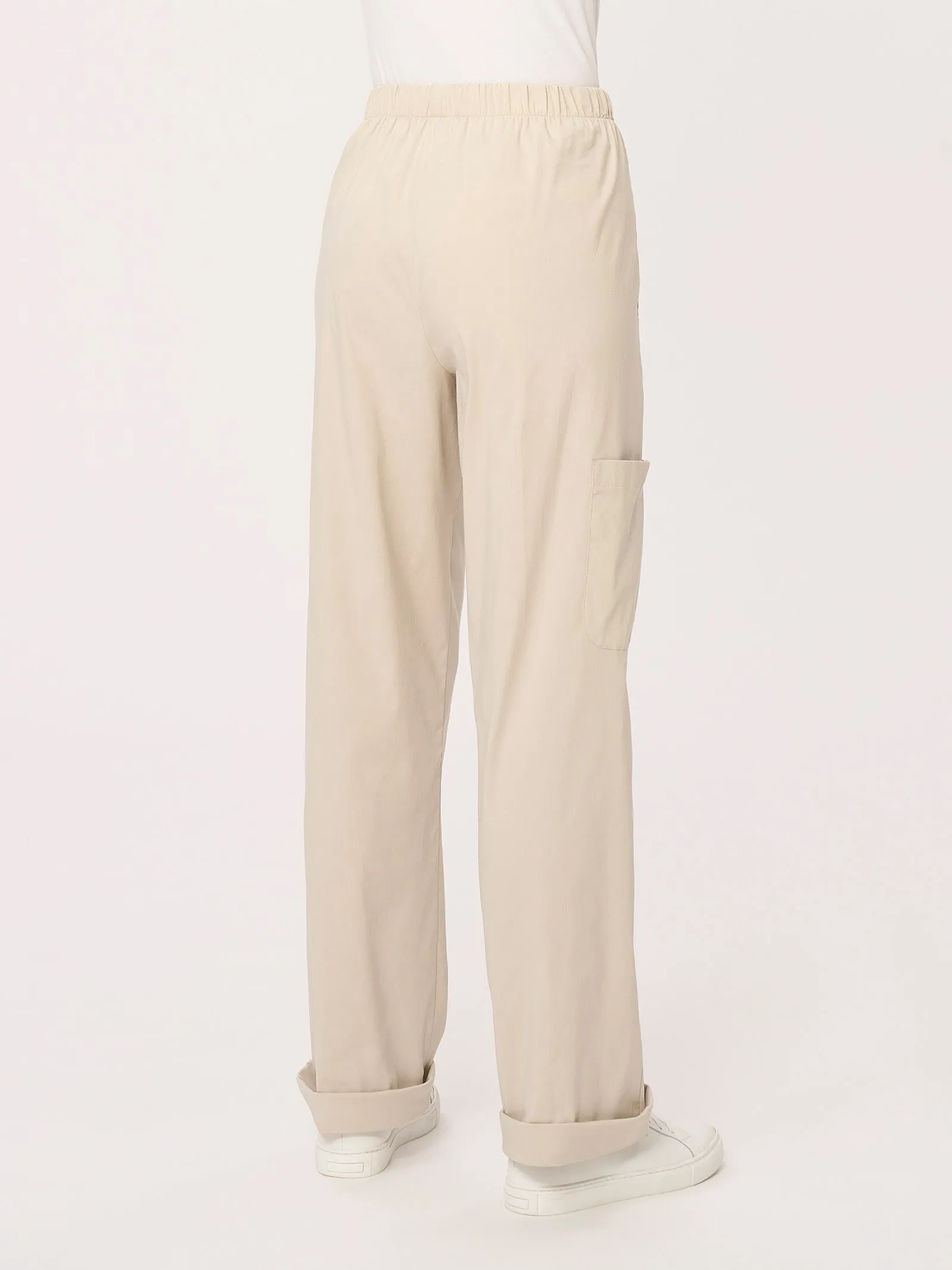 Wide Cargo Pants in Super Fresh Fabric - Champignon