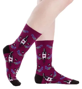 Wine Print Women's Crew Socks