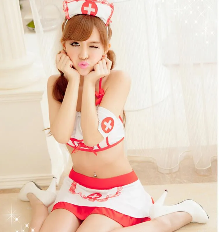 Sexy Nurse Costumes - Exotic Uniform Sets - Soft Elastic Lingerie - Cosplay Nurse Bra Skirt SM6