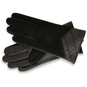 Barneys Originals Women's Suede Gloves with Quilted Leather Detailing