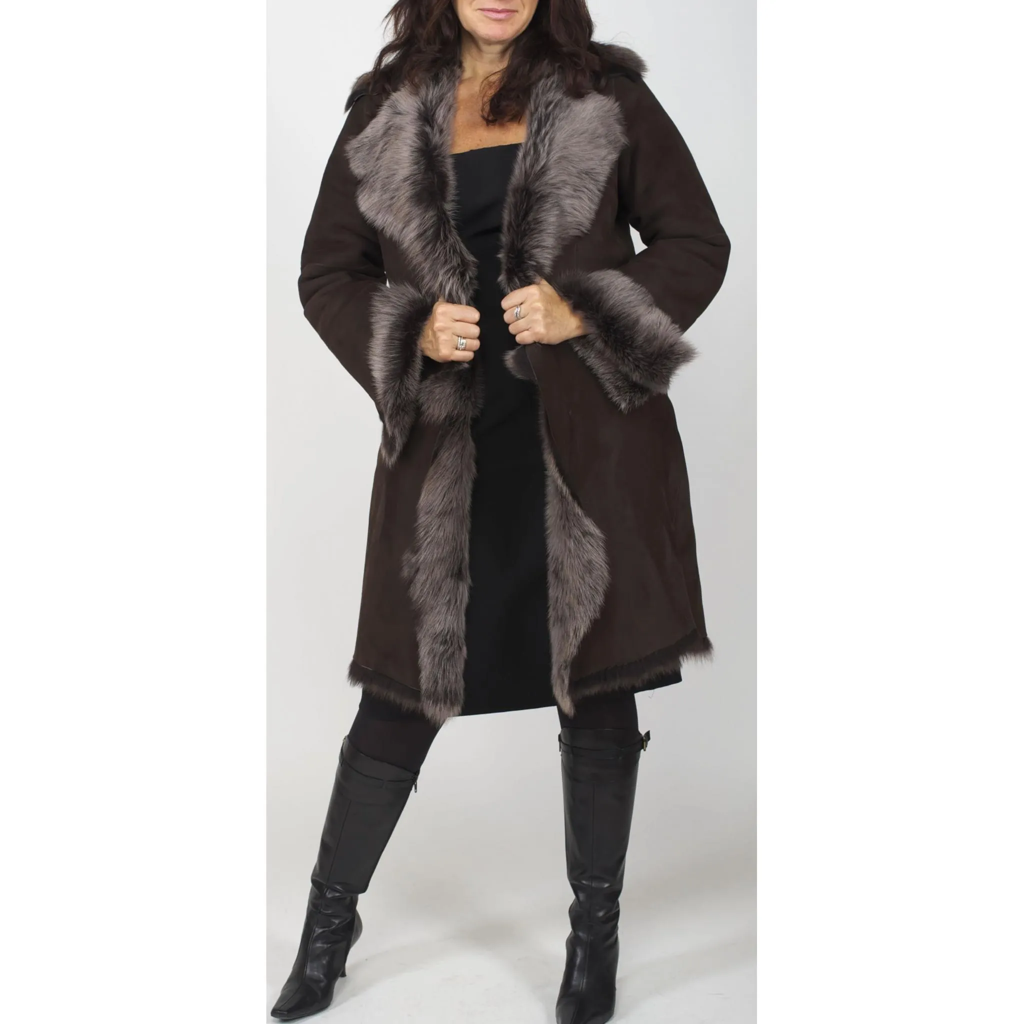 Women's Brown Toscana Coat - Solis Leather Jackets