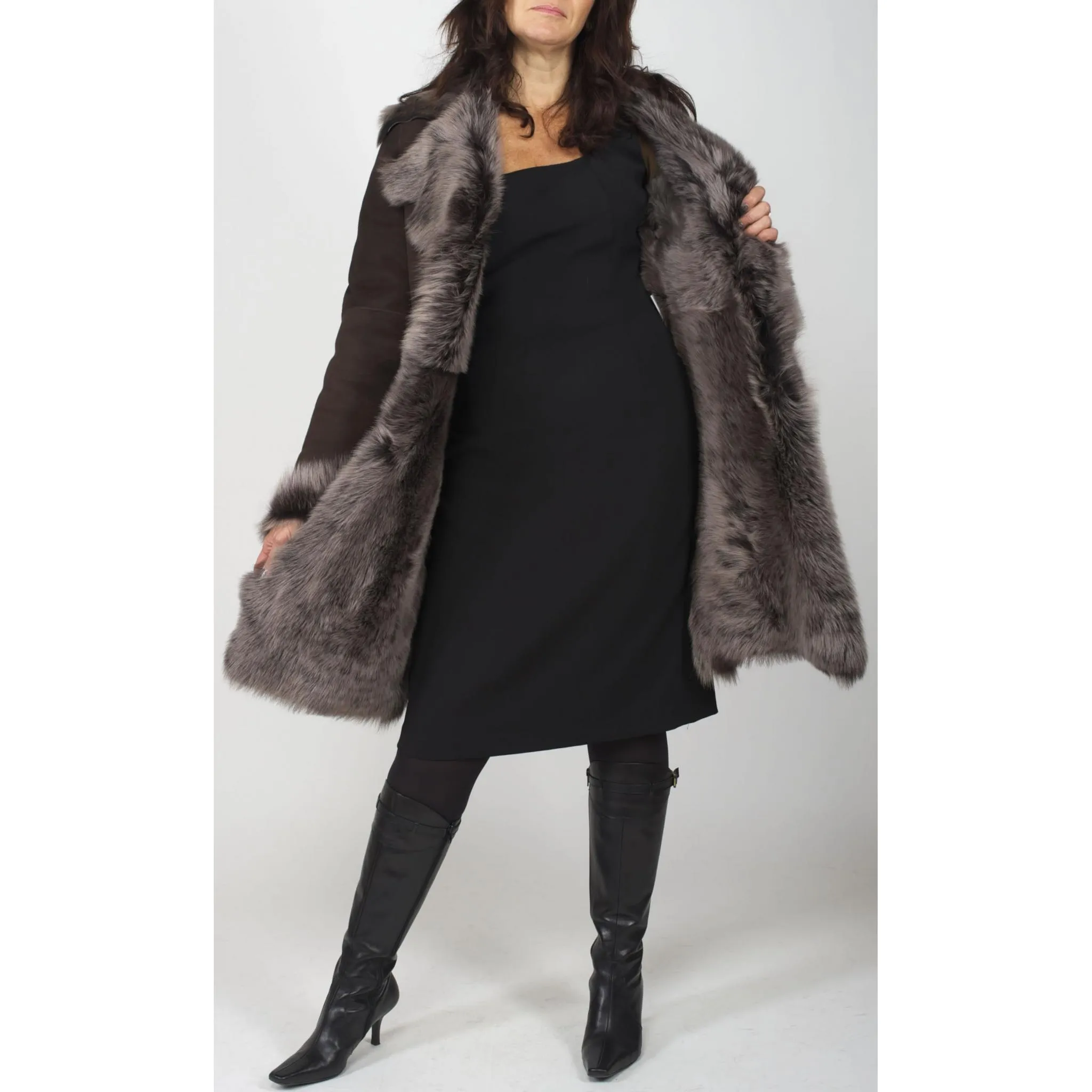 Women's Brown Toscana Coat - Solis Leather Jackets