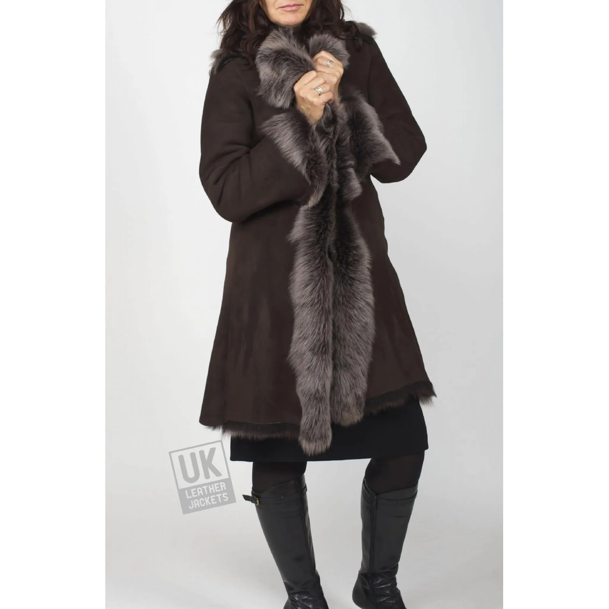 Women's Brown Toscana Coat - Solis Leather Jackets