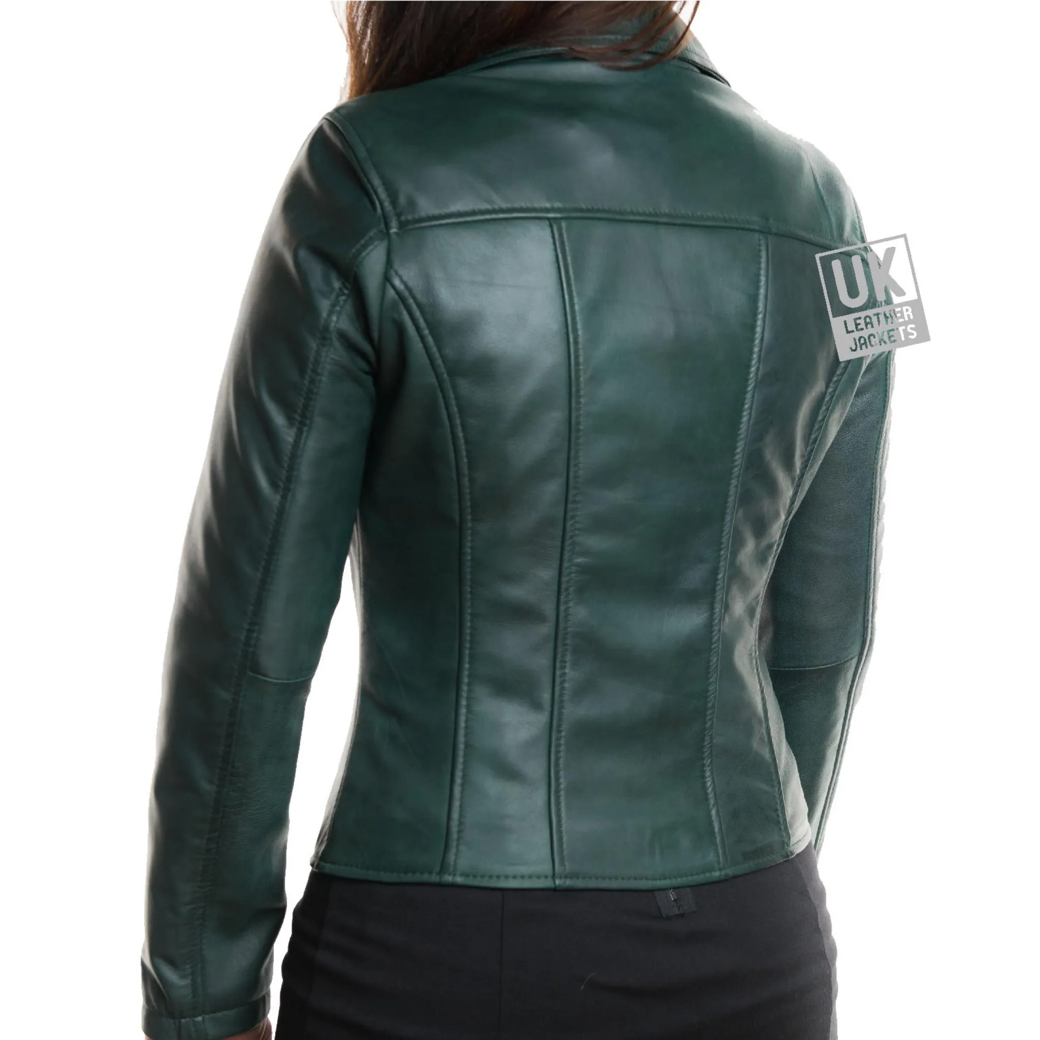 Womens Green Leather Coat - Mystique | UK Leather Jackets