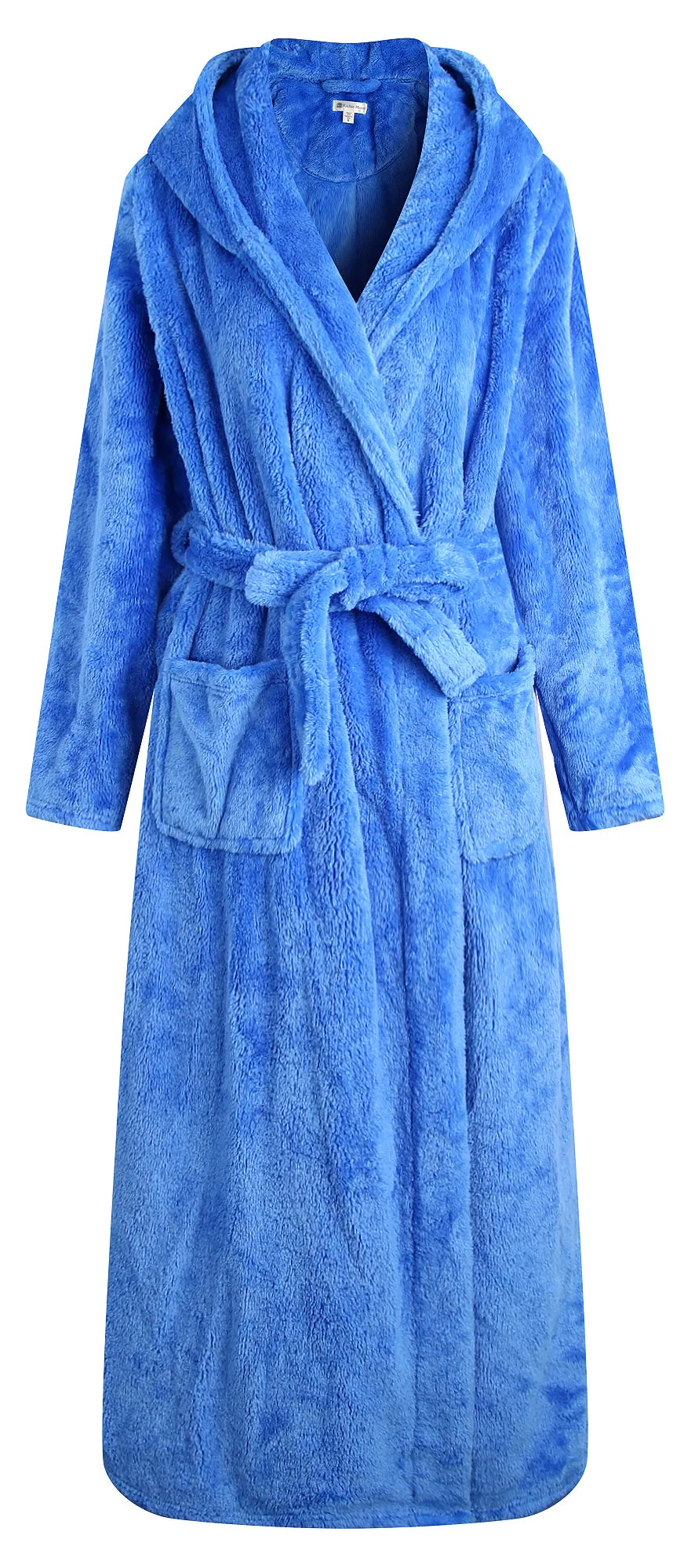 Long Hooded Plush Fleece Winter Bathrobe for Women