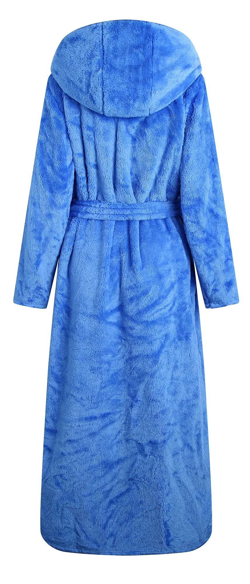 Long Hooded Plush Fleece Winter Bathrobe for Women