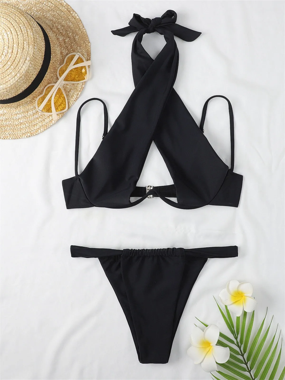 Cross Neck Push-Up Swimwear for Women