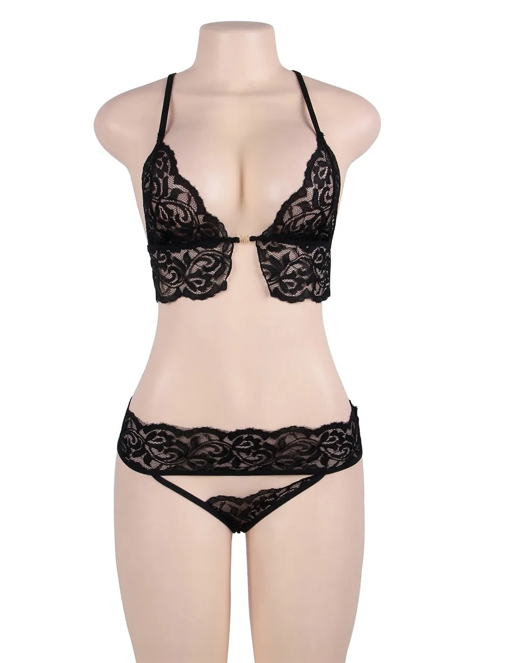 Women's Floral Lace See-through Lingerie Set