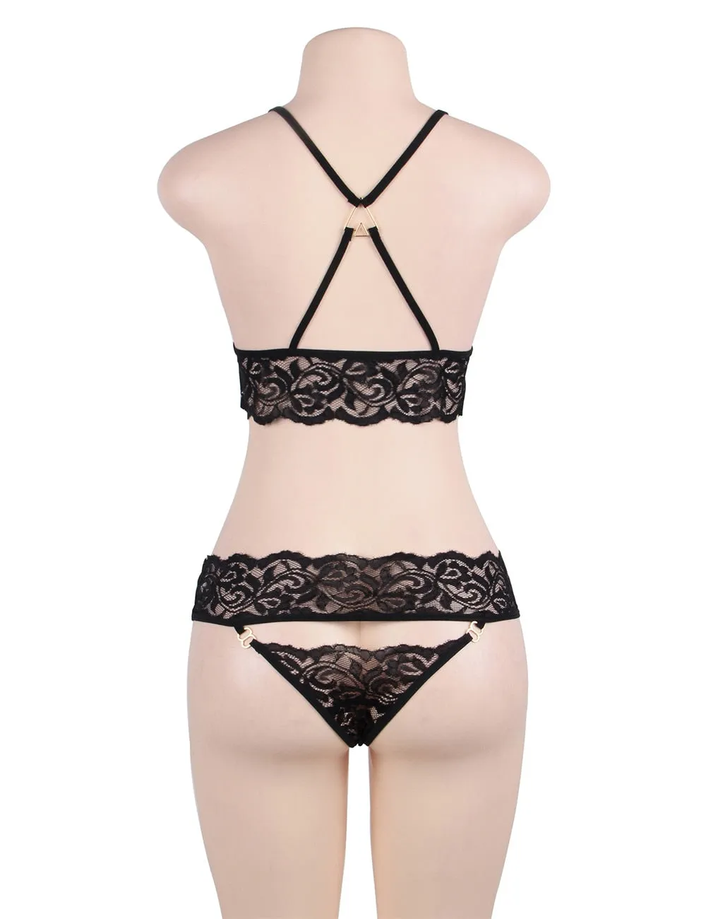 Women's Floral Lace See-through Lingerie Set