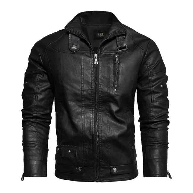 Xituodai 2022 Mens Motorcycle Jacket Autumn Winter Men New Faux PU Leather Jackets Casual Embroidery Biker Coat Zipper Fleece Ja