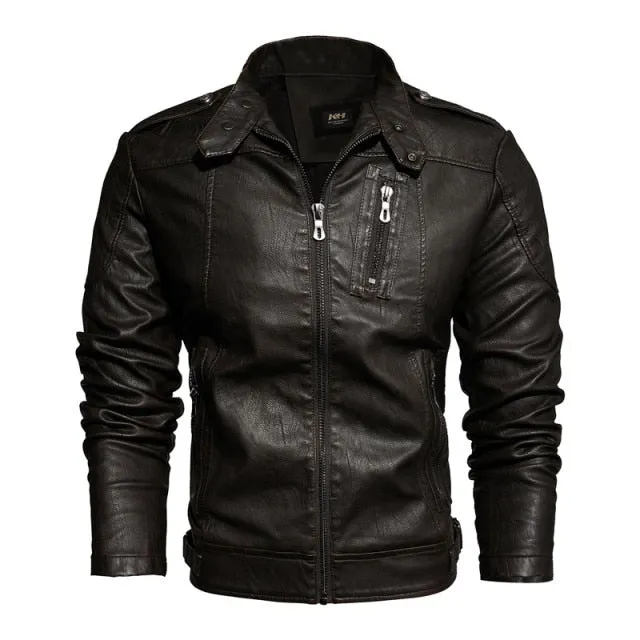 Xituodai 2022 Mens Motorcycle Jacket Autumn Winter Men New Faux PU Leather Jackets Casual Embroidery Biker Coat Zipper Fleece Ja