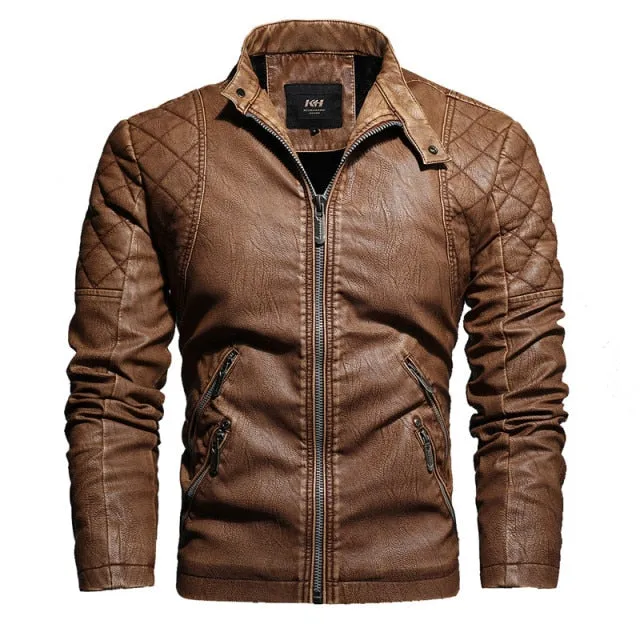 Xituodai 2022 Mens Motorcycle Jacket Autumn Winter Men New Faux PU Leather Jackets Casual Embroidery Biker Coat Zipper Fleece Ja