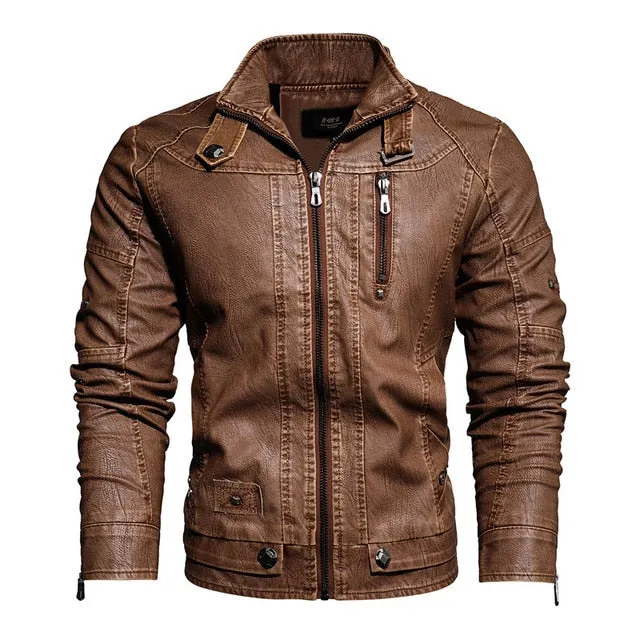 Xituodai 2022 Mens Motorcycle Jacket Autumn Winter Men New Faux PU Leather Jackets Casual Embroidery Biker Coat Zipper Fleece Ja