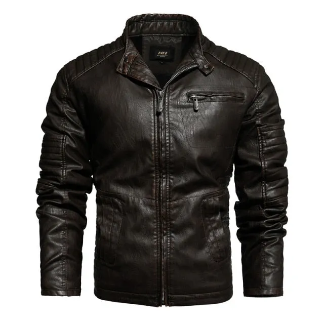 Xituodai 2022 Mens Motorcycle Jacket Autumn Winter Men New Faux PU Leather Jackets Casual Embroidery Biker Coat Zipper Fleece Ja