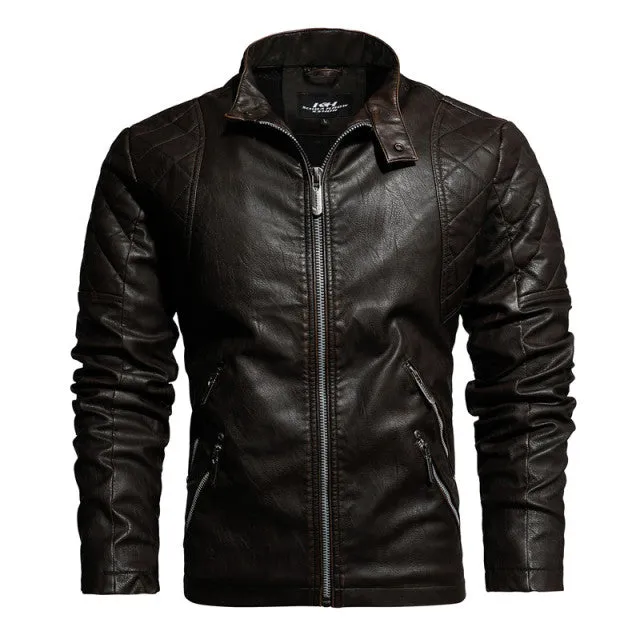 Xituodai 2022 Mens Motorcycle Jacket Autumn Winter Men New Faux PU Leather Jackets Casual Embroidery Biker Coat Zipper Fleece Ja