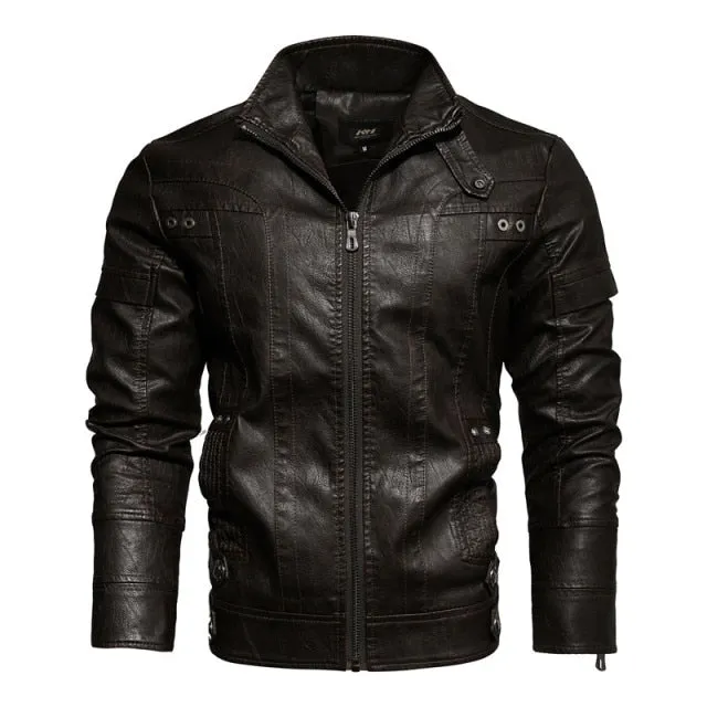 Xituodai 2022 Mens Motorcycle Jacket Autumn Winter Men New Faux PU Leather Jackets Casual Embroidery Biker Coat Zipper Fleece Ja