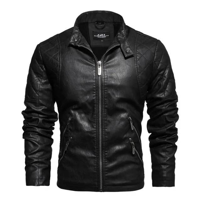 Xituodai 2022 Mens Motorcycle Jacket Autumn Winter Men New Faux PU Leather Jackets Casual Embroidery Biker Coat Zipper Fleece Ja