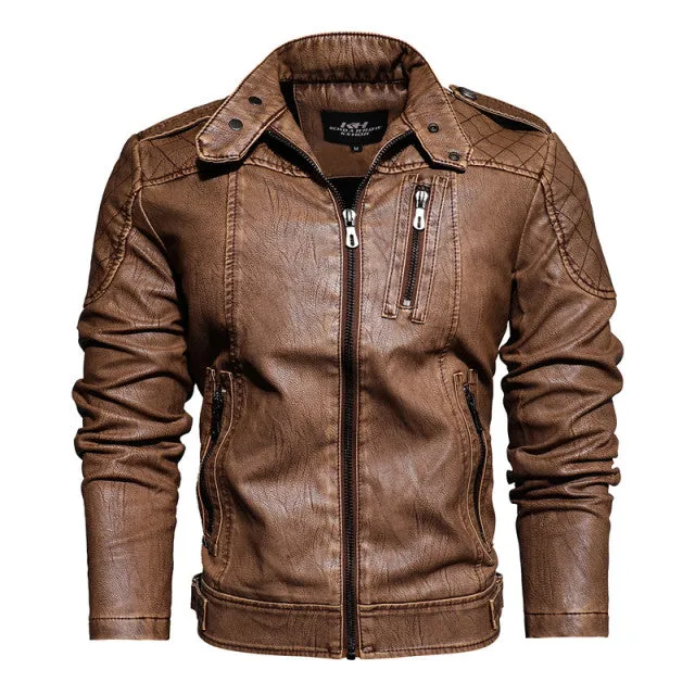 Xituodai 2022 Mens Motorcycle Jacket Autumn Winter Men New Faux PU Leather Jackets Casual Embroidery Biker Coat Zipper Fleece Ja