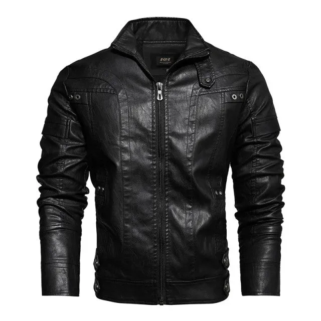 Xituodai 2022 Mens Motorcycle Jacket Autumn Winter Men New Faux PU Leather Jackets Casual Embroidery Biker Coat Zipper Fleece Ja