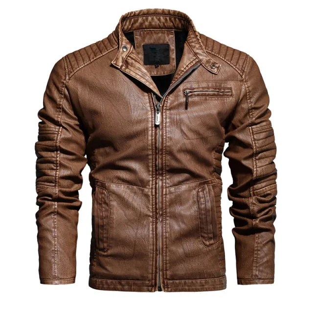 Xituodai 2022 Mens Motorcycle Jacket Autumn Winter Men New Faux PU Leather Jackets Casual Embroidery Biker Coat Zipper Fleece Ja