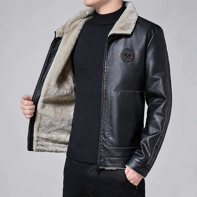 Xituodai Men Winter New Leather Jackets Autumn and Winter Fur Coat with Fleece Warm Fur PU Jacket Biker Warm Leather CSL559 4XL